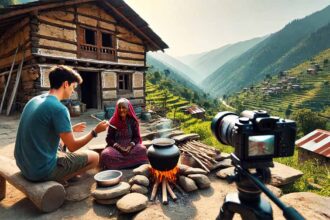 old lady hut in uttarakhand