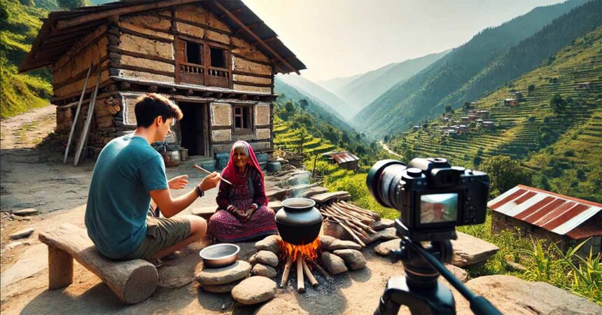 old lady hut in uttarakhand